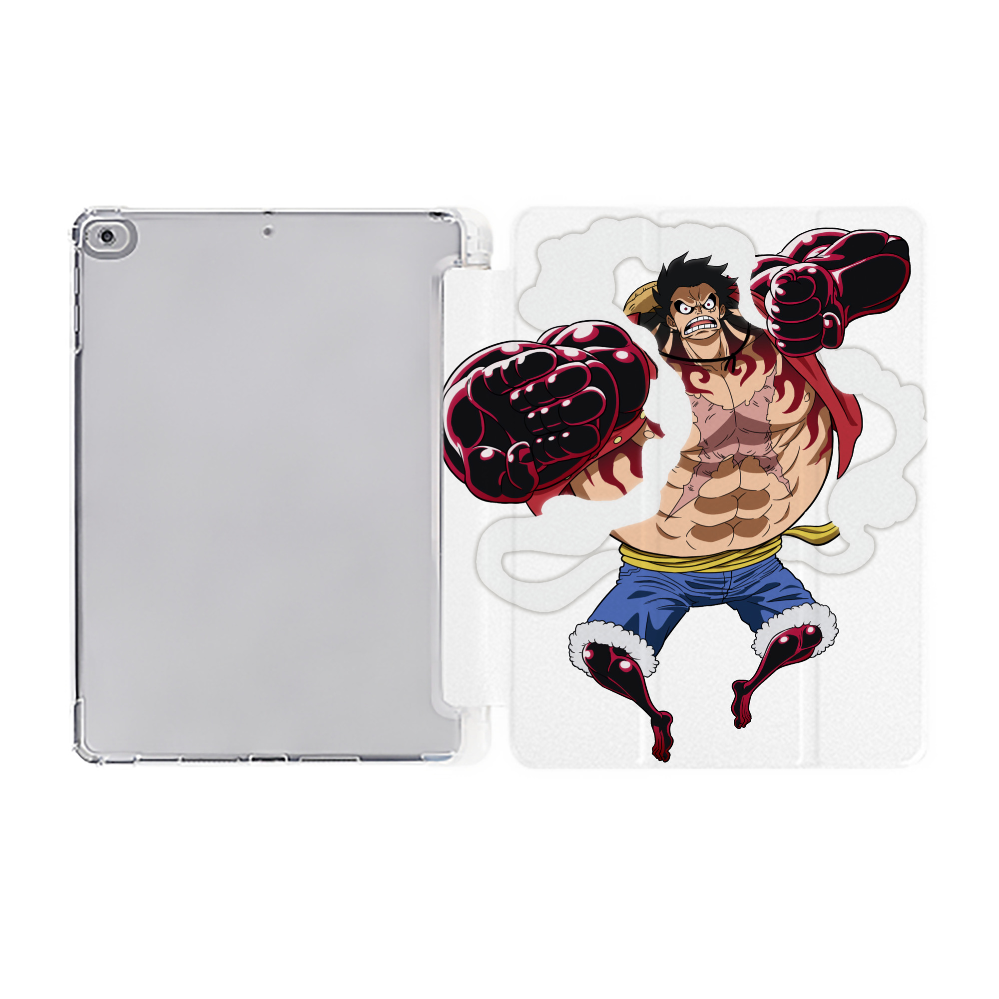 （画像用） ワンピース モンキー・D・ルフィ ONE PIECE Monkey D. Luffy IPad ケース ペン収納付き 三つ折りスタンド PUレザー×シリコン 対応機種9.5/10.5/10.9インチ